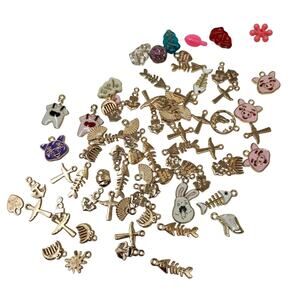 Mixed Variety Gold and Colorful Charm Set Beads For Jewelry Making Crafting DIY